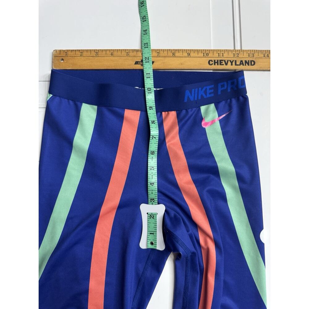 Nike Pro Dri Fit Cropped Leggings Womens Medium Blue Loops and Lines Yoga - Picture 5 of 6
